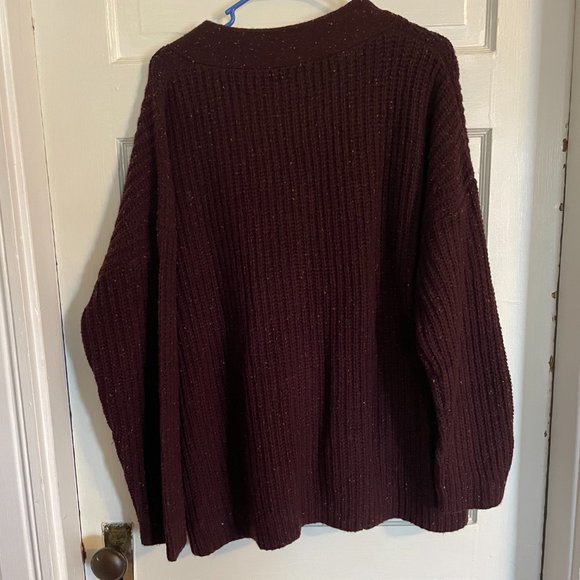 NWOT Frank and Oak Oversized Wool Blend Cardigan in Dark Brown - Picture 4 of 6